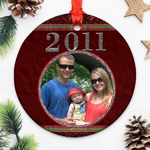 Red 2024 Round Ornament By Lil Front