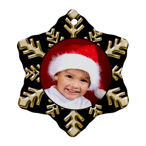 Black And Gold Snowflake Ornament By Deborah Front