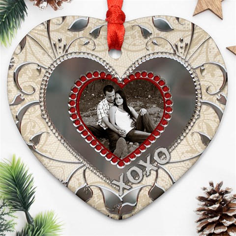 Kisses And Hugs Heart Ornament By Lil Front