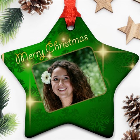 Merry Christmas Green Star By Deborah Front