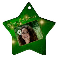 Merry Christmas Green Star - Ornament (Star)