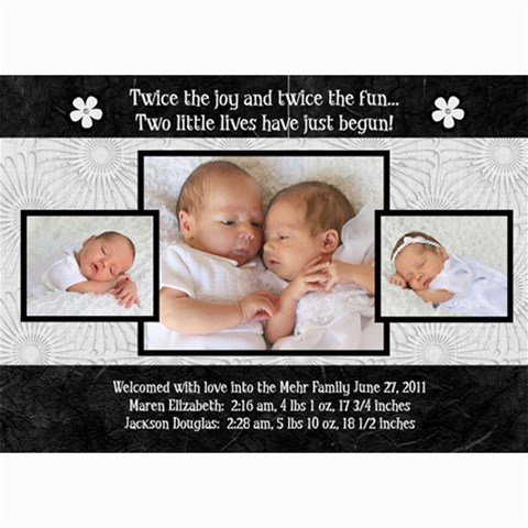 Twins 2 By Stacie Mehr 7 x5  Photo Card - 2