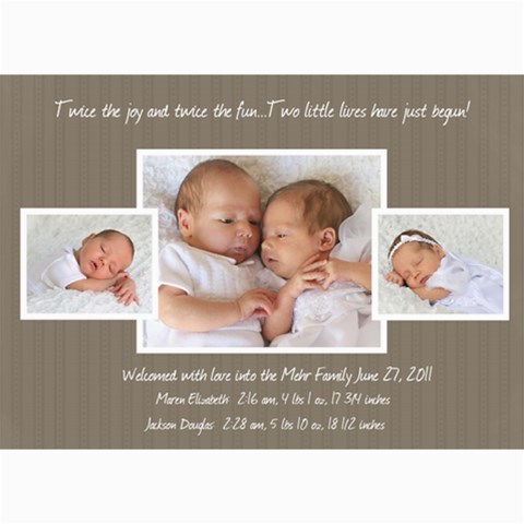 Twins 2 By Stacie Mehr 7 x5  Photo Card - 7