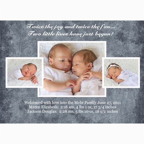 Twins 2 By Stacie Mehr 7 x5  Photo Card - 9