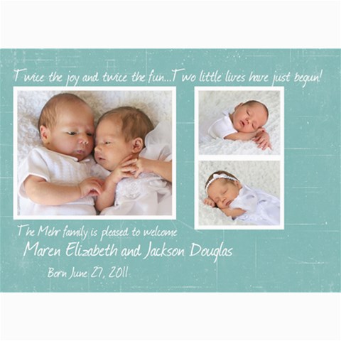 Twins 2 By Stacie Mehr 7 x5  Photo Card - 10