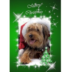Snowflake Merry Christmas (Green) 5x7 card - Greeting Card 5  x 7 