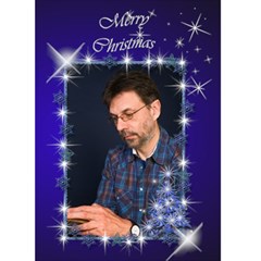 Snowflake Merry Christmas (blue) 5x7 card - Greeting Card 5  x 7 
