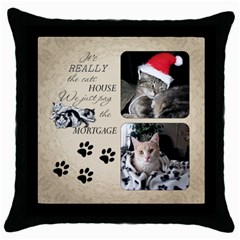 Cats House Throw Pillow Case - Throw Pillow Case (Black)