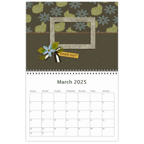 Calendar Any Year: Simple Joys By Jennyl Mar 2025