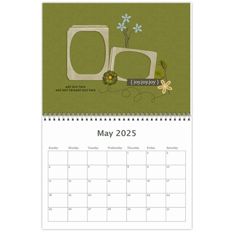 Calendar Any Year: Simple Joys By Jennyl May 2025