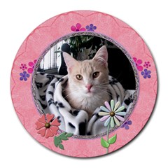 Pink Floral Round Mousepad