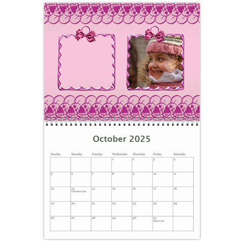 Happy Pink 2025 (any Year) Calendar By Deborah Oct 2025