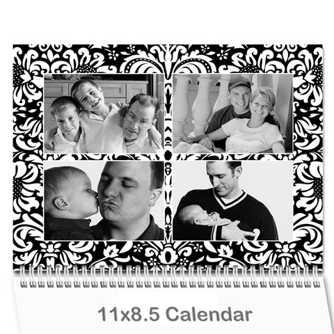 Black & White Damask, Calendar 12 Months By Mikki Cover