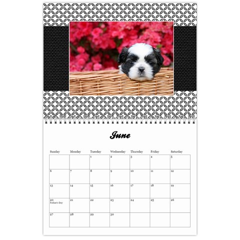 Black & White Damask, Calendar 12 Months By Mikki Jun 2021