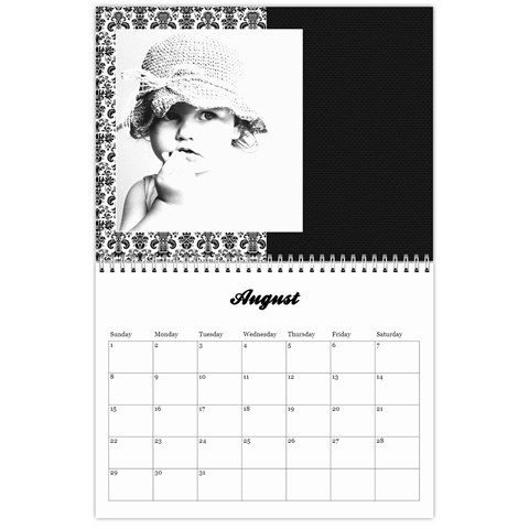 Black & White Damask, Calendar 12 Months By Mikki Aug 2021