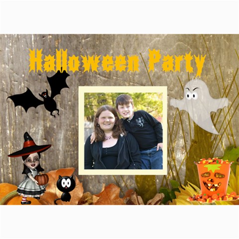 Halloween Party Invitation 2 By Kim Blair 7 x5  Photo Card - 10