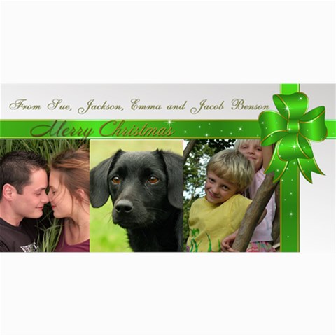 Three Picture 4x8 Photo Card Christmas (green) By Deborah 8 x4  Photo Card - 1