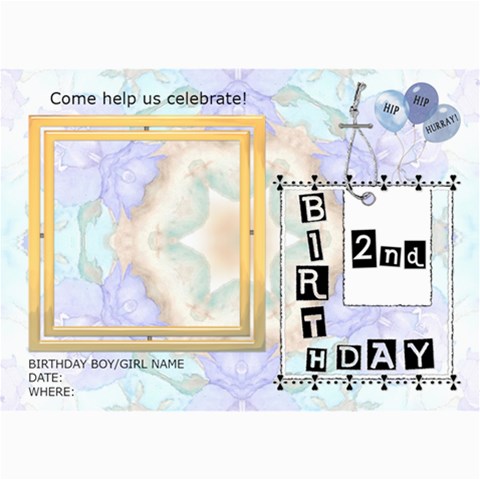 2nd Birthday Party 5x7 Invitation By Lil 7 x5  Photo Card - 7