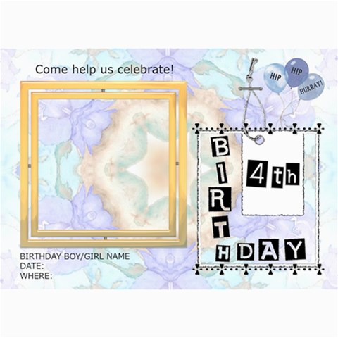 4th Birthday Party 5x7 Invitation By Lil 7 x5  Photo Card - 3