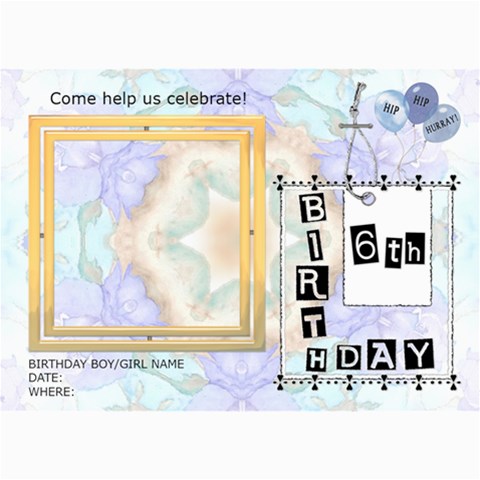 6th Birthday Party 5x7 Invitation By Lil 7 x5  Photo Card - 1