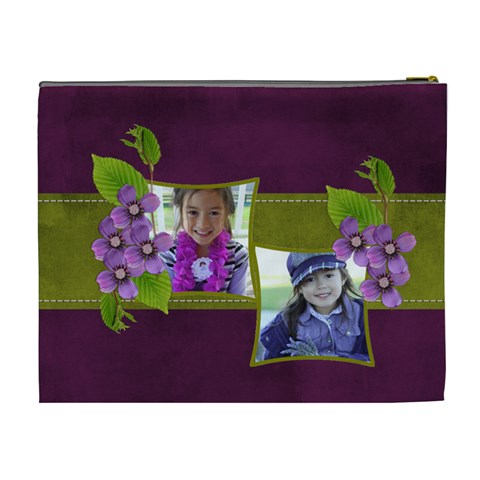 Cosmetic Bag (xl): Purple And Green 2 By Jennyl Back