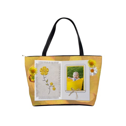 Yellow Floral Brag Classic Shoulder Handbag By Lil Back