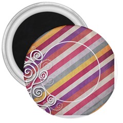 Striped Button - 3  Magnet