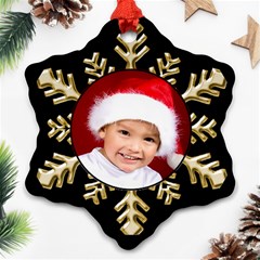 Black and Gold Snowflake Ornament (2 Sided) - Snowflake Ornament (Two Sides)