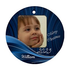 Blue Round gift tag or ornament (2 sided) - Round Ornament (Two Sides)
