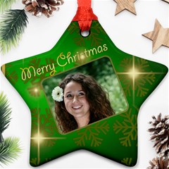 Merry Christmas Green Star (2 sided) - Star Ornament (Two Sides)