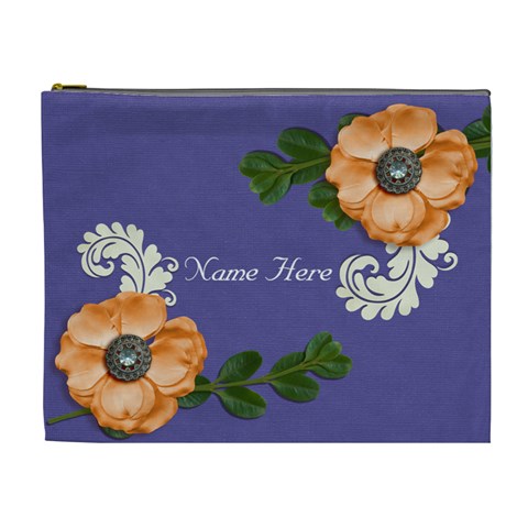 Xl Cosmetic Case: Big Flowers3 By Jennyl Front