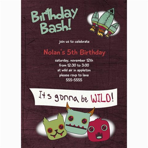 5x7 Monster Birthday Card By Lana Laflen 7 x5  Photo Card - 2