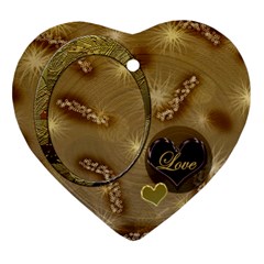 Love Oval Gold 2 side Heart ornament - Heart Ornament (Two Sides)