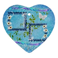 Blue spring easter 2 side Heart ornament - Heart Ornament (Two Sides)