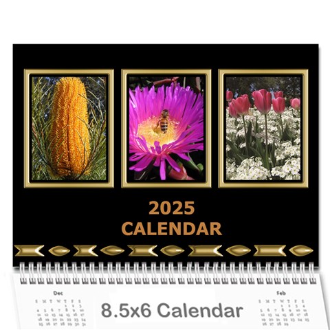 Black And Gold (any Year) 2025 Calendar 8 5x6 By Deborah Cover