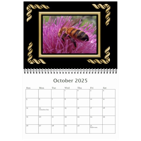 Black And Gold (any Year) 2025 Calendar 8 5x6 By Deborah Oct 2025