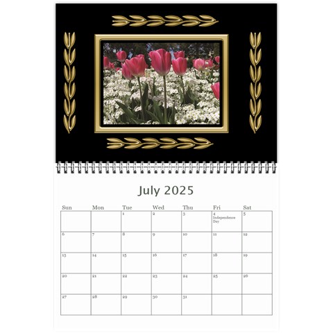 Black And Gold (any Year) 2025 Calendar 8 5x6 By Deborah Jul 2025