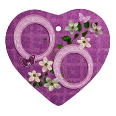 Purple flower spring easter 2 side Heart ornament - Heart Ornament (Two Sides)