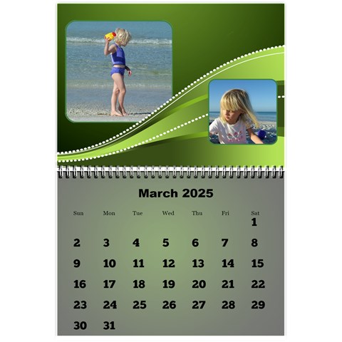 Styled In Green 2025 Calendar (large Numbers) Mini By Deborah Mar 2025