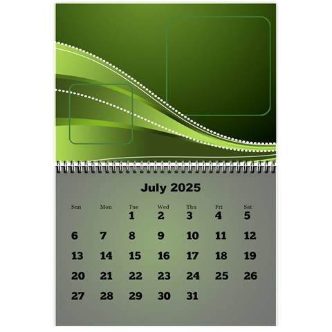 Styled In Green 2025 Calendar (large Numbers) Mini By Deborah Jul 2025