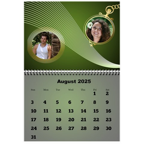 Styled In Green 2025 Calendar (large Numbers) Mini By Deborah Aug 2025