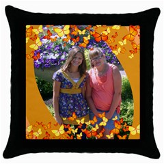 gold butterfly pillow case (5 styles) - Throw Pillow Case (Black)