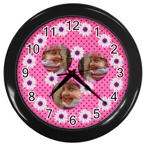 Daisy Chain Black Wall Clock By Deborah Front