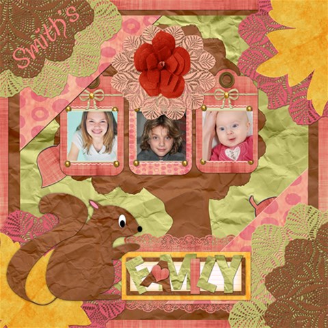 Autumn Family By Amarie 12 x12  Scrapbook Page - 1