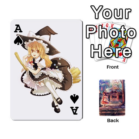 Ace Touhou Playing Card Deck Reimu Back By K Kaze Front - SpadeA