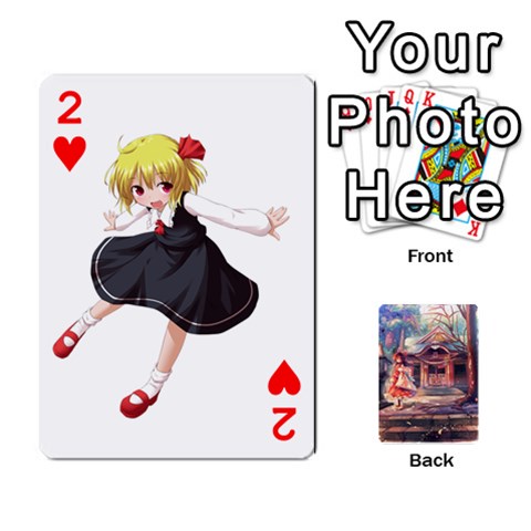 Touhou Playing Card Deck Reimu Back By K Kaze Front - Heart2