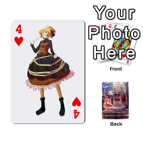 Touhou Playing Card Deck Reimu Back By K Kaze Front - Heart4