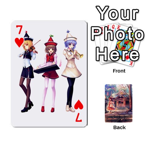 Touhou Playing Card Deck Reimu Back By K Kaze Front - Heart7