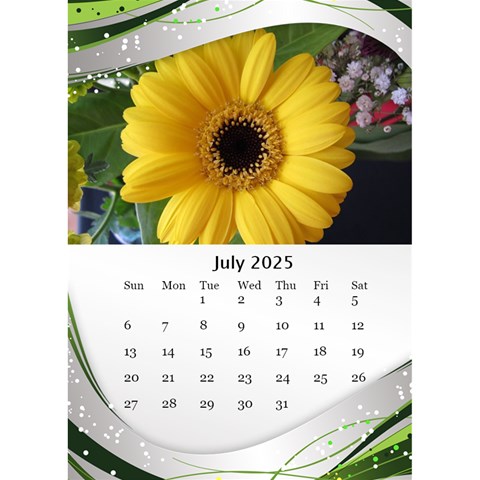 Green Wave Desktop Calendar 2025 (6x8 5) By Deborah Jul 2025