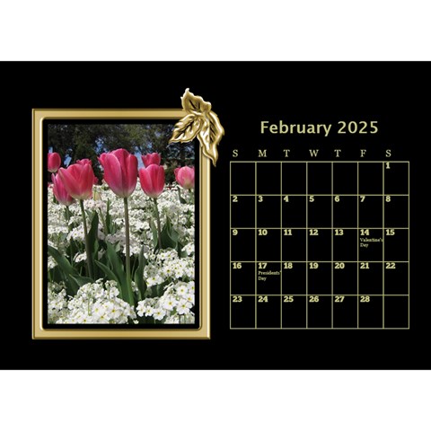 Black And Gold Desktop Calendar (8 5x6) By Deborah Feb 2025